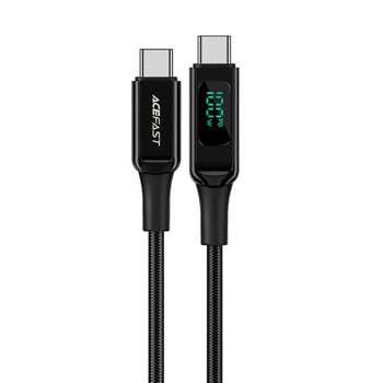 Кабел Acefast C6-03 LED Display, от USB C(м) към USB C(м), 2m, 100W, черен | JAR Computers Acefast C6-03 LED Display