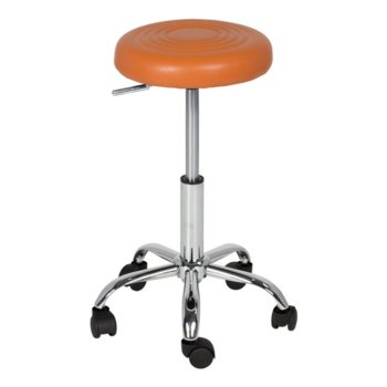 Табуретка Carmen 3075, с колелца, еко кожа, хромирана база, газов амортисьор, оранжева | JAR Computers Carmen 3075 - оранжев