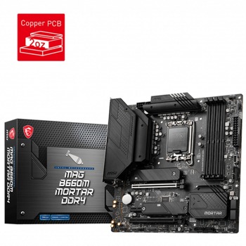 Дънна платка MSI MAG B660M MORTAR DDR4, B660, LGA 1700, DDR4, PCI-E 4.0, (DP&HDMI)(CF), 6x SATA 6Gb/s, 2x M.2, 1x USB-C 3.2 Gen 2x2, mATX | JAR Computers MSI MAG B660M MORTAR DDR4