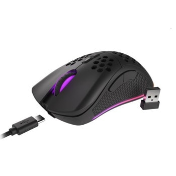 Мишка Genesis Zircon 550, оптична (8000 dpi), безжична, USB, RGB подветка, черна image