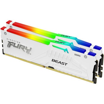 Памет 32GB (2x16GB) DDR5 6000MT/s, Kingston Fury Beast RGB White, KF560C30BWEAK2-32, 1.4V | JAR Computers Kingston Fury Beast White RGB 2x16GB DDR5-6000MHz