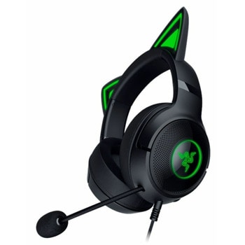 Слушалки Razer Kraken Kitty Edition V2 (RZ04-04730100-R3M1), микрофон, USB, гейминг, подсветка, черни | JAR Computers Razer Kraken Kitty V2 RZ04-04730100-R3M1