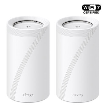 Мрежеста система TP-Link Deco BE85 (2-pack), 19000Mbps, 2.4GHz (1376Mbps)/ 5GHz (5760Mbps)/ 6GHz (11520Mbps), Wireless BE, 1x WAN/LAN 100/1000/10000Mbps, 1x WAN/LAN 100/1000/10000Mbps SFP+, 2x 100/1000/2500Mbps RJ45, 1x USB 3.0, 8x вътрешни антени | JAR Computers TP-Link Deco BE85 (2-pack)