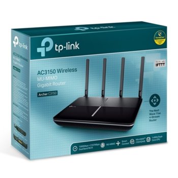 Рутер TP-Link Archer C3150, 3150Mbps, 2.4 GHz (1000Mbps)/5 GHz (2167 Mbps), 4x LAN 10/100/1000, 1x WAN 10/100/1000, 1x USB 3.0, 1xUSB 2.0, 4 външни антени | JAR Computers TP-Link Archer C3150 3150Mbs