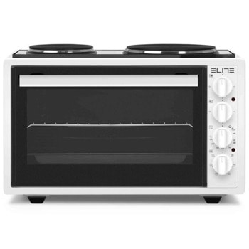 Мини готварска печка Elite EMO-1209, 2 нагревателни зони, 42 л. обем на фурната, бяла image