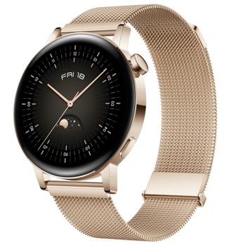 Смарт часовник Huawei Watch GT 3, 42mm (Milo-B19T), 1.32" (3.35 cm) AMOLED дисплей, GPS, сензор за въздушно налягане/температура, водоустойчив, златист image