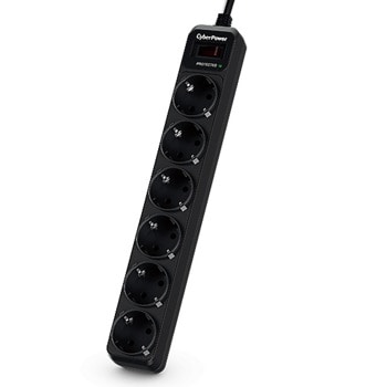 Разклонител CyberPower B0620SC0-DE, 6 гнезда, 1.8m кабел, черен | JAR Computers CyberPower B0620SC0-DE