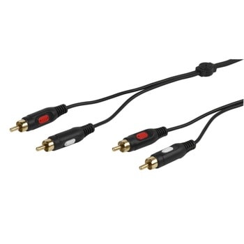 Кабел Vivanco 46011, от 2x RCA чинч(м) към 2x RCA чинч(м), 2.5m, черен, позлатени конектори | JAR Computers Vivanco 46011