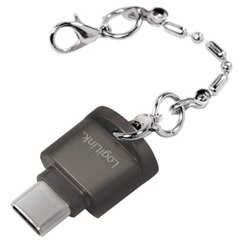 Четец за карти LogiLink CR0039, USB Type-C 2.0, microSD, microSDHC/SDXC, черен, с ключодържател | JAR Computers LogiLink CR0039
