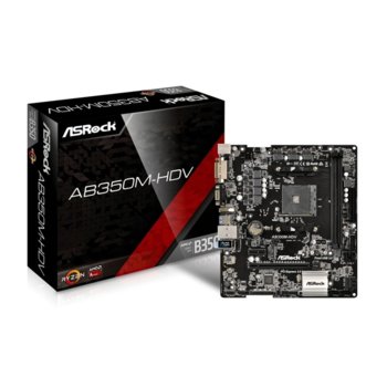 Дънна платка Asrock AB350M-HDV, B350, AM4, DDR4, PCIe 3.0 (HDMI&DVI&VGA), 4x SATA3 6.0 Gb/s, 1x Ultra M.2, 4x USB 3.1 Gen1, 4 x USB 3.1 Gen1, Micro ATX | JAR Computers Asrock AB350M-HDV 90-MXB9K0-A0UAYZ