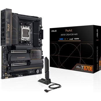 Дънна платка Asus ProArt X870E-CREATOR WIFI, X870E, AM5, DDR5, PCI-E 5.0 (HDMI&USB4), 4x SATA 6Gb/s, 4x M.2 slots, 2x USB4, 1x USB 3.2 Gen 2x2 Type-C, 7x USB 3.2 Gen 2 Type-A, 10GbE + 2.5GbE LAN, Wi-Fi 7, Bluetooth 5.4, ATX | JAR Computers Asus ProArt X870E-CREATOR WIFI 90MB1IG0-M0EAY0