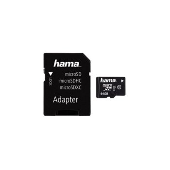 64GB Micro SDXC Hama, + SD adapter, Class 10