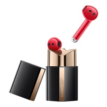 Huawei FreeBuds Lipstick Black Case, Red Earbuds