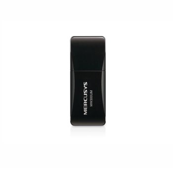 Мрежови адаптер Mercusys MW300UM, 300Mbps, Wireless-N/B/G, USB 2.0, черен | JAR Computers Mercusys MW300UM USB 2.0
