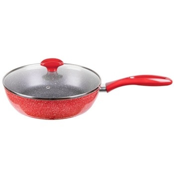 Тиган Voltz V54419A26CD, мраморно покритие, 26 см диаметър, капак, червен | JAR Computers Voltz V54419A26CD