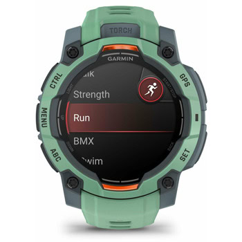 Смарт часовник Garmin Instinct 3 - 45mm AMOLED Neotropic, 1.2" (3.0cm) AMOLED дисплей, Bluetooth, ANT+, GPS, 4GB Flash памет, акселерометър, пулсомер, компас, термометър, Connect IQ, 10ATM, до 18 дни живот на батерията, зелено-син | JAR Computers Garmin Instinct 3 - 45 мм AMOLED Neotropic 010-029