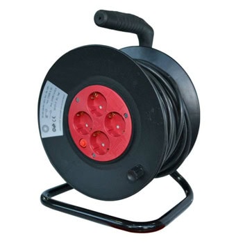 Разклонител VALBG, 4 гнезда, тип "макара", макс. 3600W, 50m, черен | JAR Computers Разклонител VALBG 36837