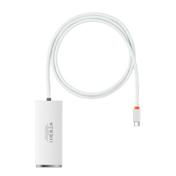 USB Хъб Baseus Lite Series 5in1, 5 порта, от USB Type-C към 4x USB 3.0 Type-A, 1x USB Type-C, бял | JAR Computers Baseus Lite Series 5in1 WKQX030402