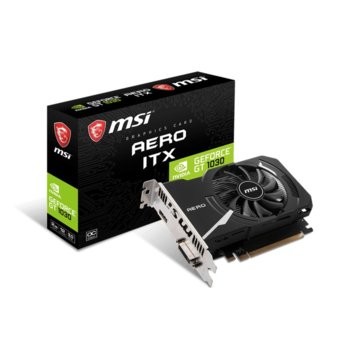Видео карта Nvidia GeForce GT 1030, 2GB, MSI GeForce GT1030 AERO ITX 2GD4 OC Edition, PCI-E 3.0, DDR4, 64 bit, HDMI, DVI | JAR Computers MSI GeForce GT1030 AERO ITX 2GD4 OC