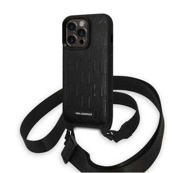 Monogram Crossbody за iPhone 14 Prо черен