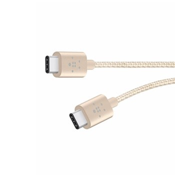 Кабел Belkin MIXIT Metallic (F2CU041bt06INGD), от USB C(м) към USB C(м), 0.15m, златист | JAR Computers Belkin MIXIT Metallic F2CU041bt06INGD