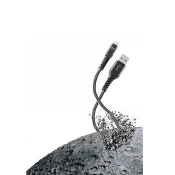 Кабел Cellular Line Tetra Force, от USB A(м) към Lightning(м), 0.15m., черен | JAR Computers Cellular Line Tetra Force Lightning 15cm