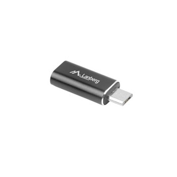 Преходник Lanberg AD-LM-UM-01, от micro USB(м) към Lightning(ж), черен | JAR Computers Lanberg AD-LM-UM-01