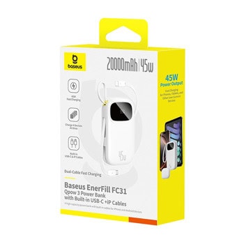 baseus enerfill fc31 qpow2 45w 20000mah бял