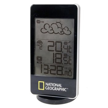 Електронна метеостанция Bresser National Geographic, един екран, час, аларма, черна image