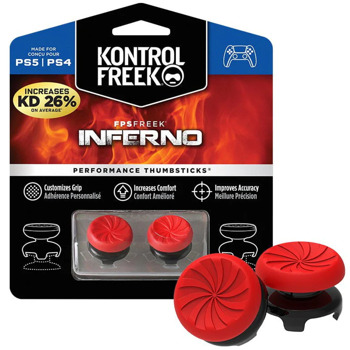Сменяеми бутончета Thumb Grips KontrolFreek Performance Thumbsticks FPS Freak Inferno (2040-PS5), за PS4/PS5, за Dual Shock/DualSense, червени | JAR Computers KontrolFreek 2040-PS5