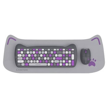 Комплект клавиатура, мишка и пад Canyon HSET-W6 Kitty Edition, безжични, 1600dpi, USB, черни | JAR Computers Canyon HSET-W6 Kitty Edition CNS-HSETW6VT
