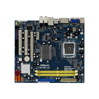 Дънна платка ASRock G41M-LE, G41, S775, DDR2, VGA+PCI-E, DVI (HDCP), SB7.1, Lan1000, SATA, mATX | JAR Computers ASRock G41M-LE