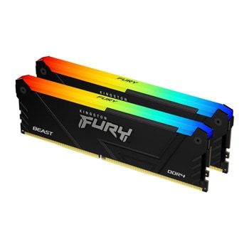 Памет 16GB (2x8GB) DDR4 3200MT/s, Kingston FURY Beast Black RGB, KF432C16BB2AK2/16, 1.35V | JAR Computers Kingston FURY Beast Black RGB 2x8GB DDR4 3200MHz