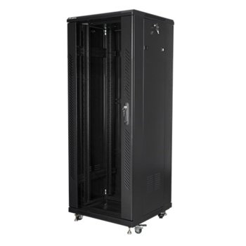 Комуникационен шкаф Lanberg FF01-6632-12B, 19", 32U, 600 x 600 x 1603, стъклена врата, черен | JAR Computers Lanberg FF01-6632-12B