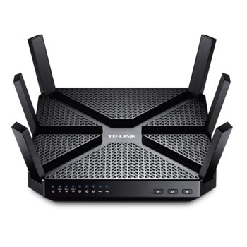 Рутер TP-LINK Archer C3200, 3200Mbps, 2.4GHz(600 Mbps)/5GHz-1(1300 Mbps)/5GHz-2(1300 Mbps), Wireless AC, 4x LAN 1000, 1x WAN 1000, 1x USB 3.0, 1x USB 2.0, 6x външни антени, двуядрен процесор 1GHz | JAR Computers TP-LINK Archer C3200