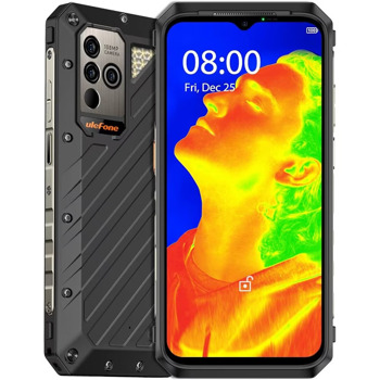 Смартфон Ulefone Power Armor 18T Ultra 5G (черен), поддържа 2 SIM карти, 6.58" (16.71 cm) 120Hz LCD дисплей, осемядрен MediaTek Dimensity 900 2.4GHz, 12GB RAM, 512GB Flash памет + microSD слот, 108.0 + 5.0 + 5.0 & 32.0 Mpix камери, Android, 409g | JAR Computers Ulefone Armor 18T Ultra 5G 6937748735748
