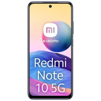 Смартфон Xiaomi Redmi Note 10 5G (син), поддържа 2 SIM карти, 6.5" (16.51 cm) IPS 90Hz дисплей, осемядрен MediaTek MT6833 2.2 GHz, 4GB RAM, 128GB Flash памет (+microSD слот), 48.0 + 2.0 + 2.0 MPix камера, Android, 190.0 g image