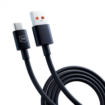 Кабел 3MK Hyper Cable, от USB-A(м) към USB-C(м), 1.2m, 60W, черен | JAR Computers 3MK Hyper Cable USB-A to USB-C 1.2m Black
