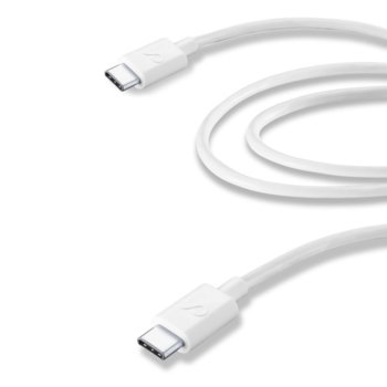 Кабел Cellularline 6660, от USB Type C(м) към USB Type C(м), 2m, бял | JAR Computers Кабел данни Cellularline IT6660 USB C USB C 2м бял
