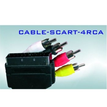 Аудио видео кабел от Scart(м) към 4x RCA Chinch(м), 1.5м, черен | JAR Computers Scart(м) към 4x RCA Chinch(м) 1.5м ROY117074