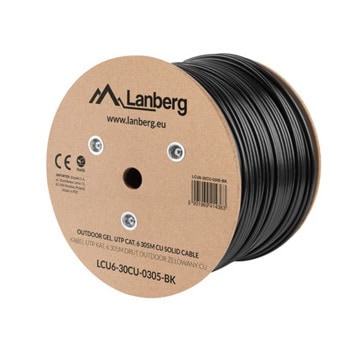 Кабел Lanberg LCU6-30CU-0305-BK, UTP, Cat.6, ролка 305m, черен | JAR Computers Lanberg LCU6-30CU-0305-BK