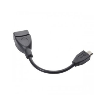 Преходник от USB A(ж) към USB microB(5-pin)(м), черен | JAR Computers Cable microUSB TypeB(м)-USB A(ж)