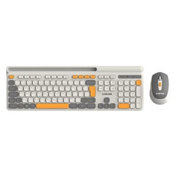 Комплект клавиатура и мишка Canyon HSET-W5, безжични, 11 мултимедийни клавиша, 1600dpi, USB, бежови | JAR Computers Canyon HSET-W5 Beige CNS-HSETW5BG