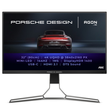 Монитор AOC PD32M, 31.5" (60.45 cm) IPS панел, 144Hz, 4K UHD, 1ms, 80 000 000:1, 1200cd/m2, DisplayPort, HDMI, USB-C, USB | JAR Computers AOC PD32M
