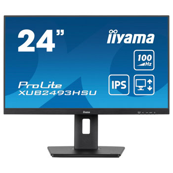 Монитор IIYAMA XUB2493HSU-B7, 23.8" (60.45 cm) IPS панел, 100Hz, Full HD, 1ms, 80 000 000:1, 300 cd/m2, DisplayPort, HDMI, USB | JAR Computers IIYAMA XUB2493HSU-B7