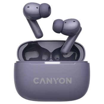 Слушалки Canyon OnGo 10 ANC (CNS-TWS10PL), безжични, микрофон, Bluetooth, шумопотискащи, лилави | JAR Computers Слушалки Canyon OnGo 10 ANC CNS-TWS10PL