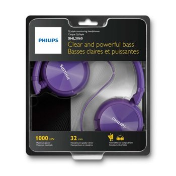 Headphones Philips,DJ inspired,purple