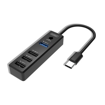 USB Хъб Earldom ET-HUB08, 4 порта, от USB Type-C към 1x USB 3.0 Type-A/3x USB 2.0 Type-A, черен | JAR Computers Earldom ET-HUB08 40171