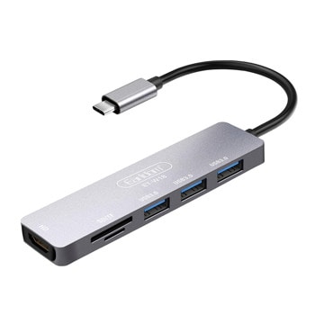 Докинг станция Earldom ET-W18, от USB C към 3x USB A, 1x HDMI, 1x SD/MicroSD четец на карти, сива | JAR Computers Earldom ET-W18 40232