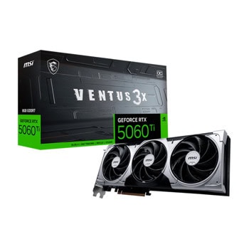 Видео карта Nvidia GF RTX 5060 Ti, 8GB, MSI Ventus 3X, OC, PCI-E 5.0, GDDR7, 128-bit, DisplayPort, HDMI | JAR Computers MSI GF RTX 5060 Ti 8GB Ventus 3X OC 912-V812-080